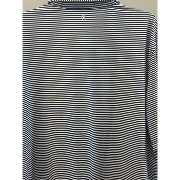 Stitch Golf Polo Shirt Mens XL Navy Blue White Striped Performance Casual - Picture 8 of 16